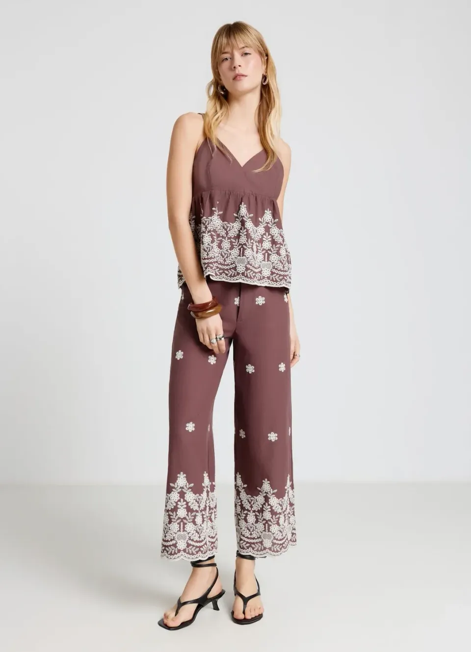 Calliope Pantalon Culotte Brodé Femme Floral