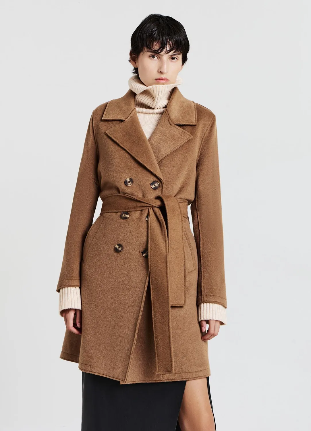 Calliope trench femme uni ceinturé double boutonnage
