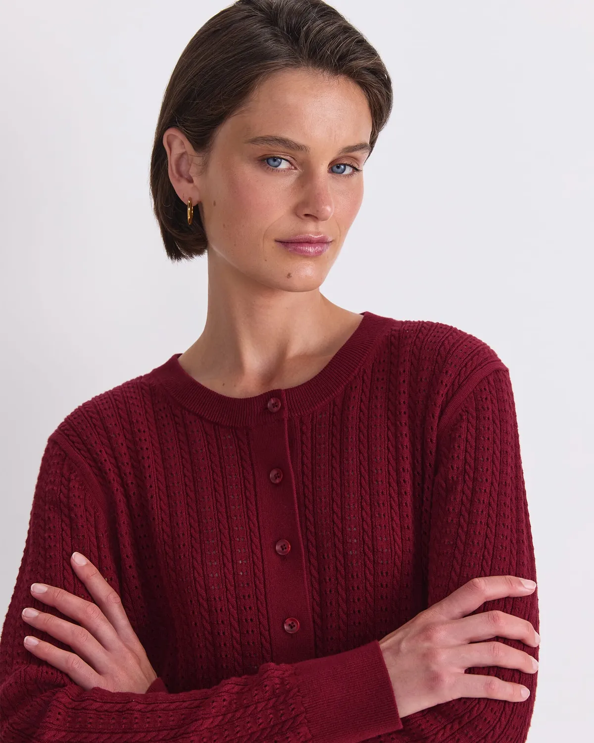 Sportscraft Elka cardigan coton pointelle ajouré