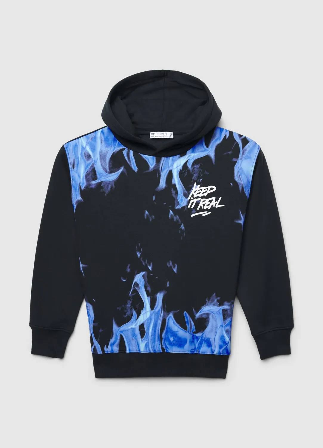 Calliope flammes et écrit sweat garçon capuche