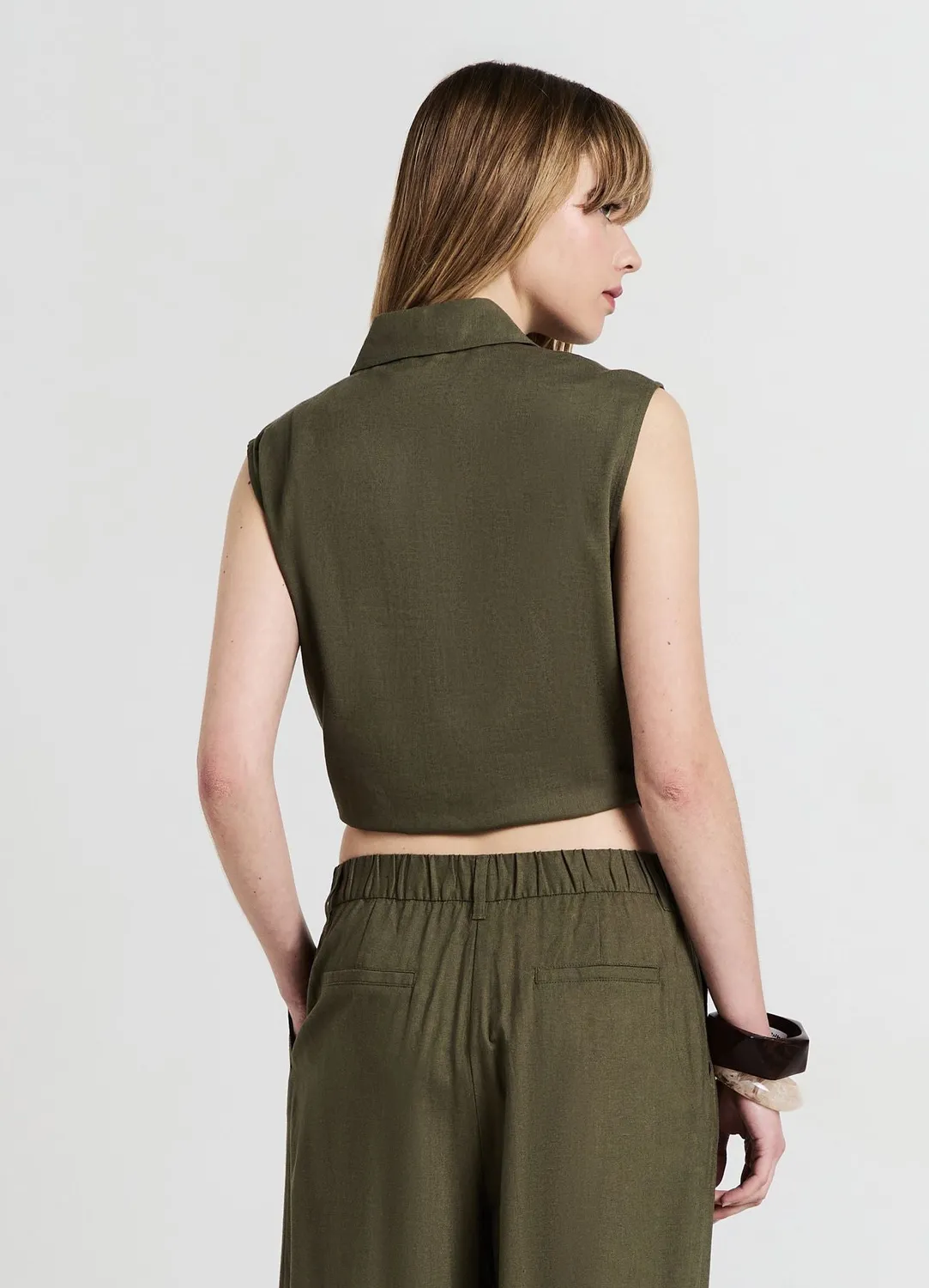 Calliope chemise femme sans manches lin à nœud
