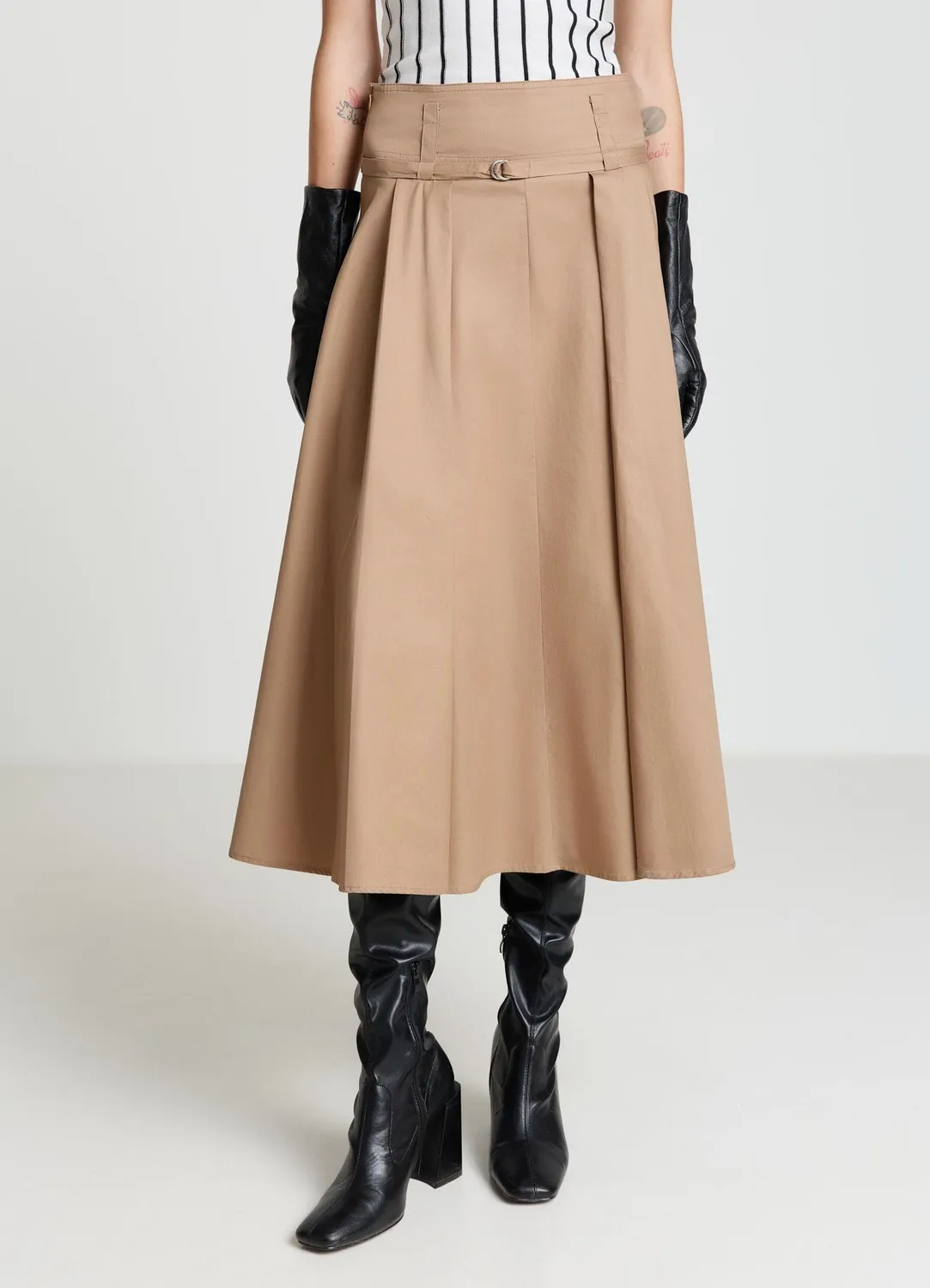 Calliope jupe midi évasée femme coton uni