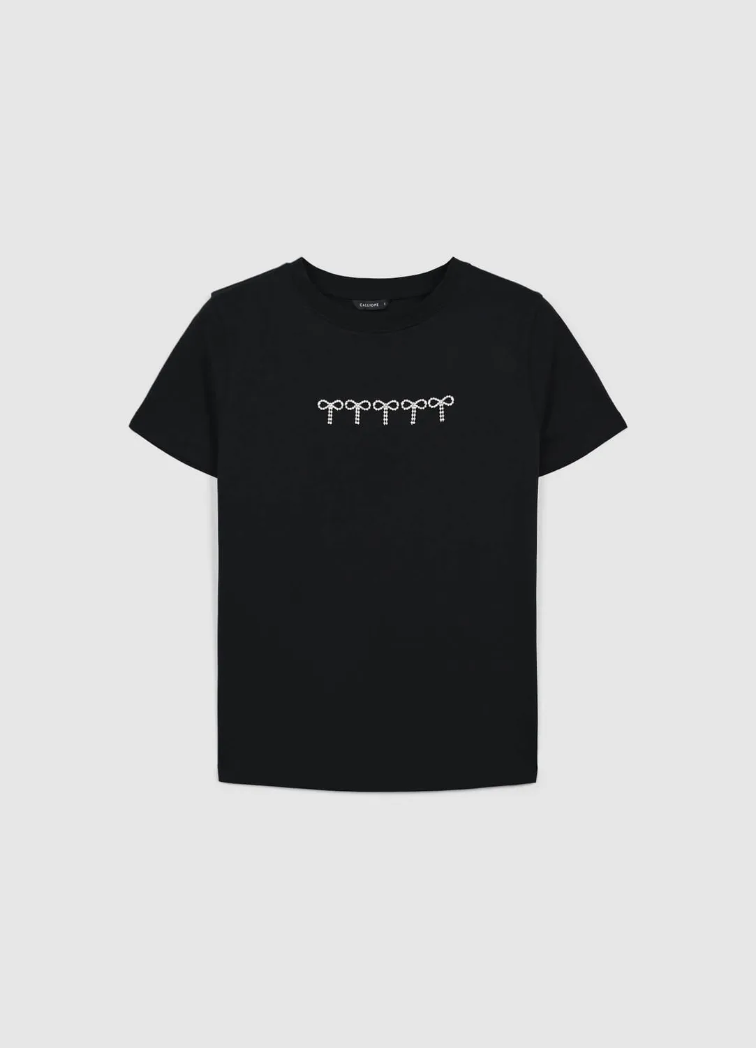 Calliope T-shirt nœuds strass coton col rond