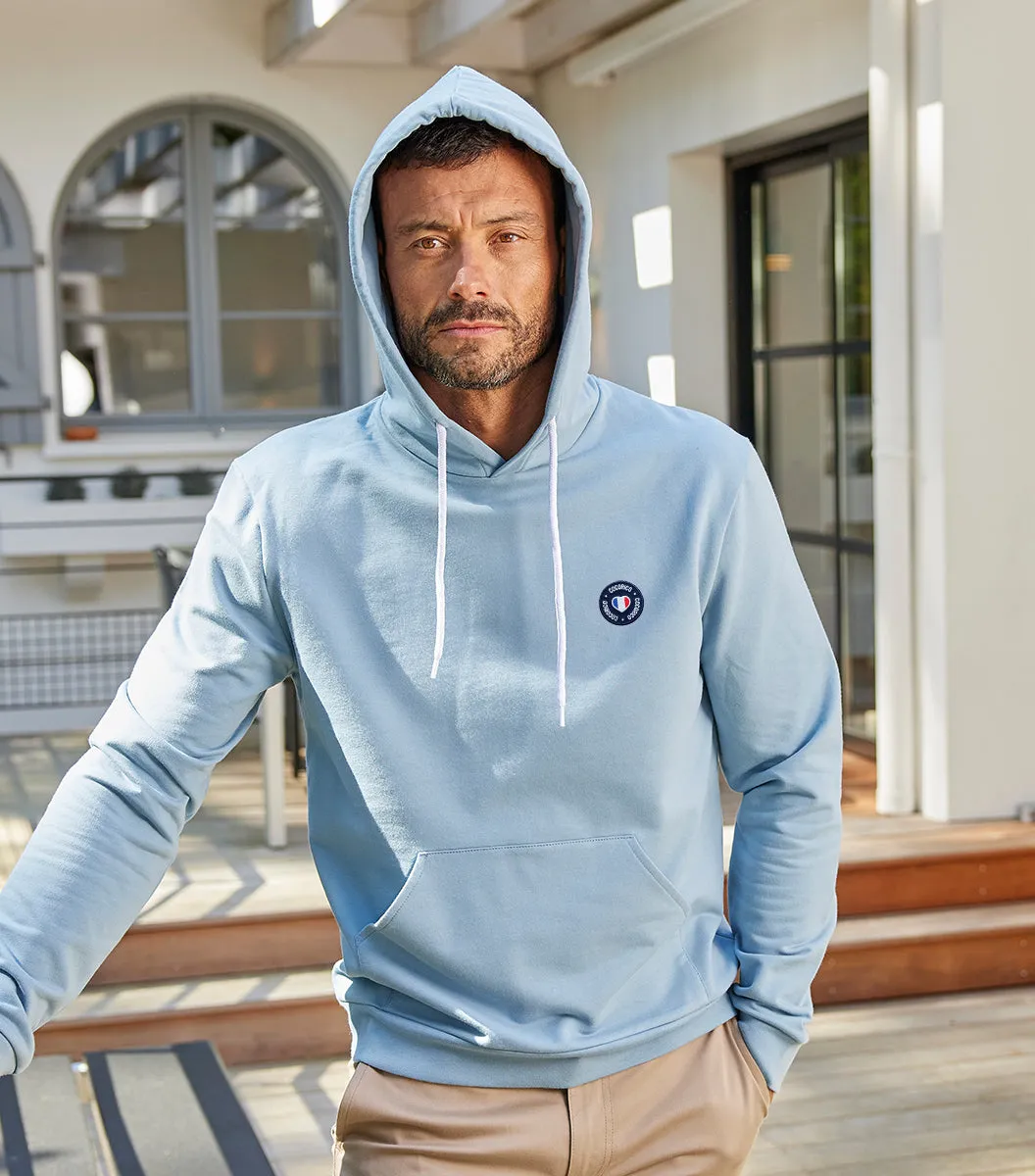 Cocorico Blason Sweat à capuche Homme ciel coton