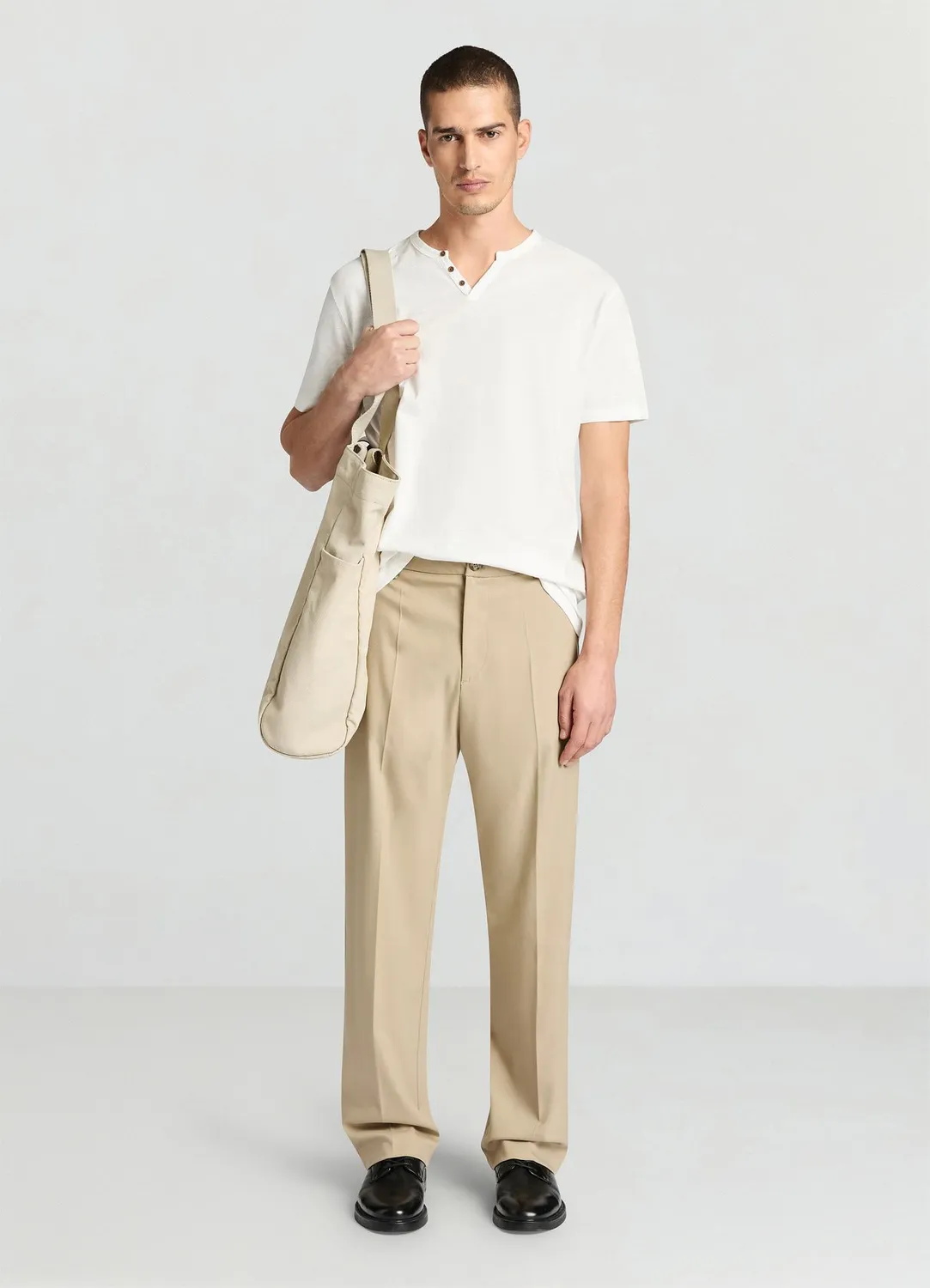 Calliope T-shirt henley homme L col boutonnière uni