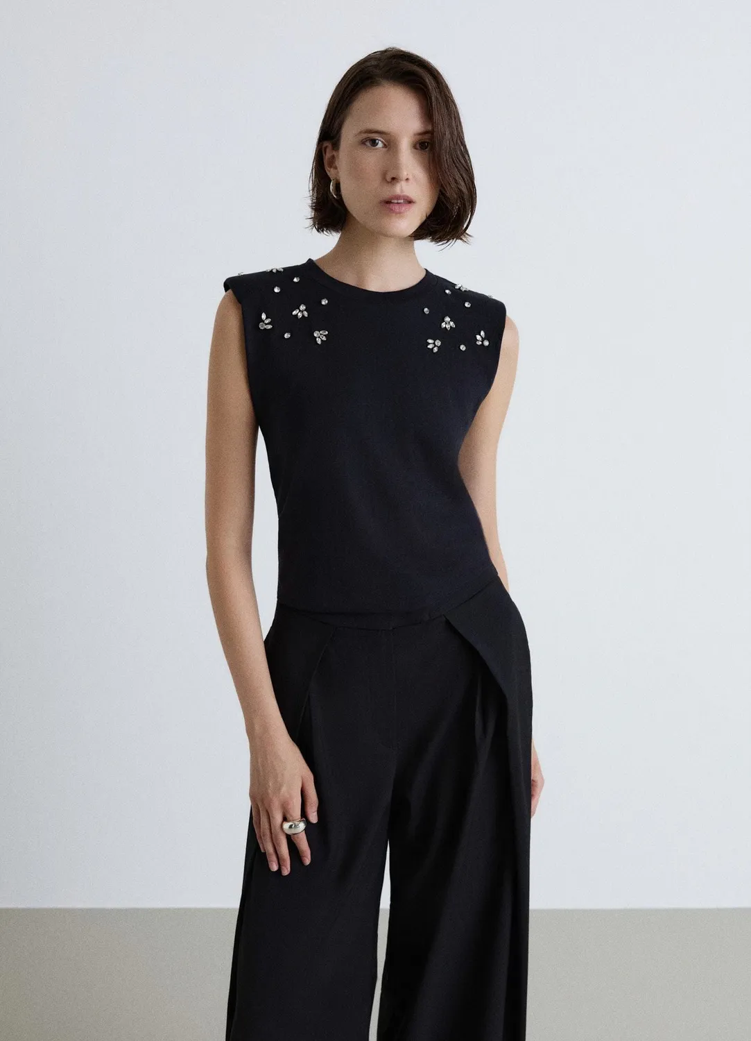 Calliope top strass femme col rond