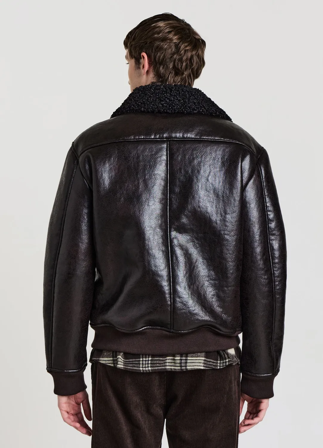 Calliope Blouson Aviateur Homme Similicuir Effet Mouton