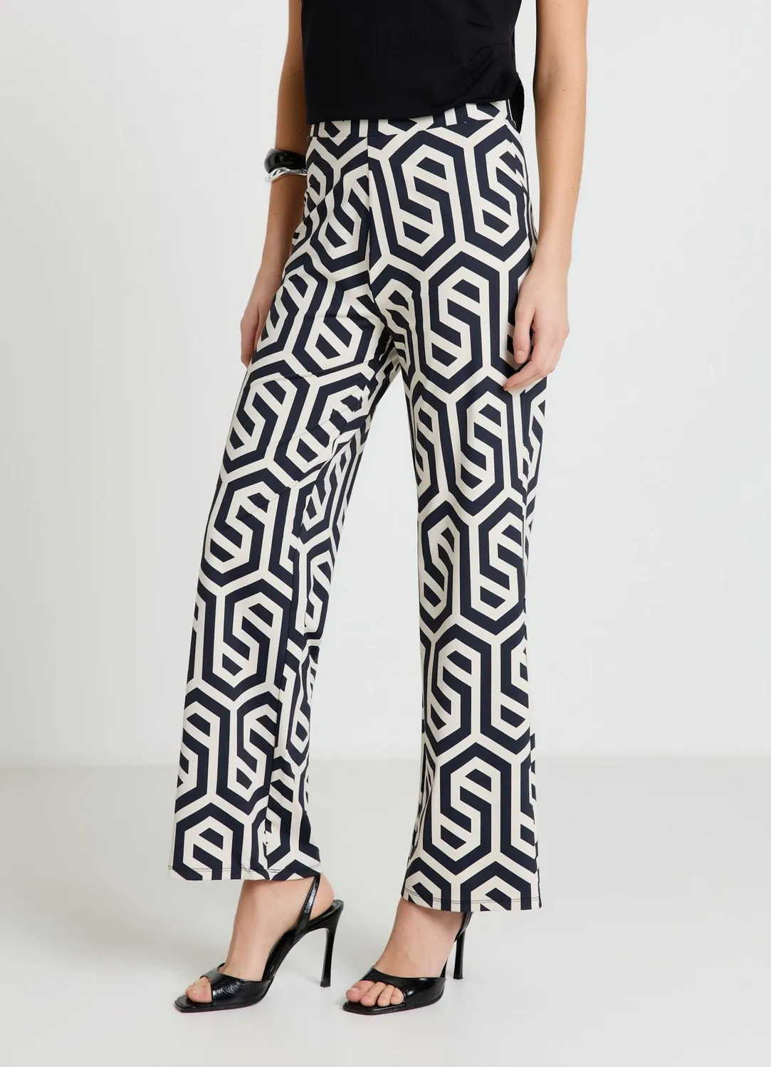 Calliope Pantalon palazzo femme imprimé géométrique