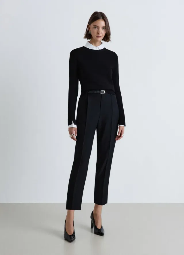 Calliope pantalon pinces droit femme taille élastiquée