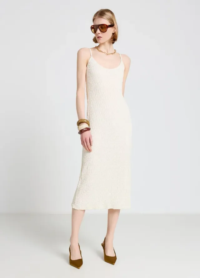 Calliope Atelier robe longue tubino effet froissé bretelles