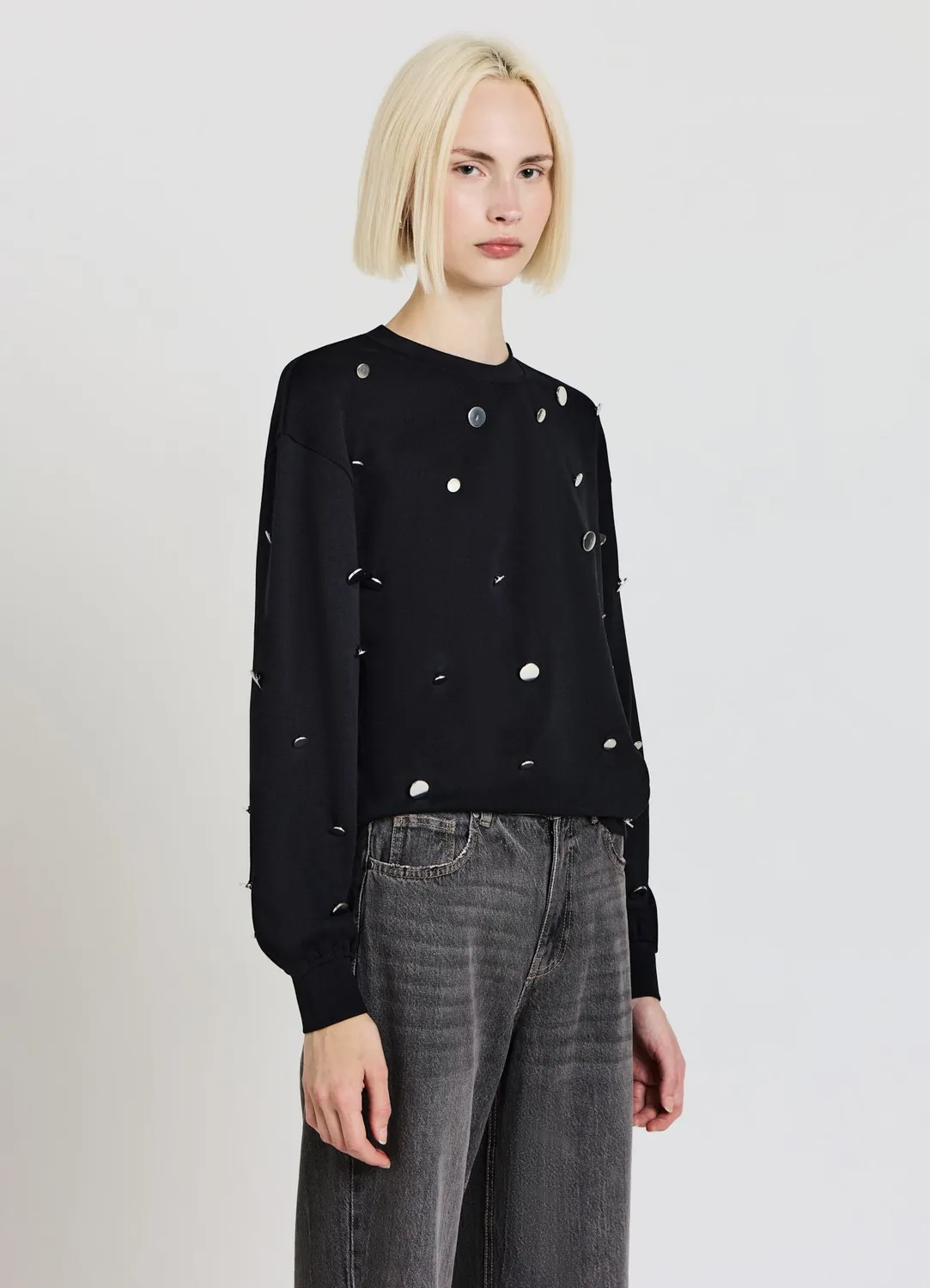Calliope sweat clouté col rond femme