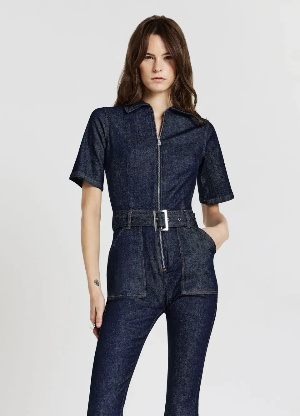 Calliope combinaison denim femme poches ceinture