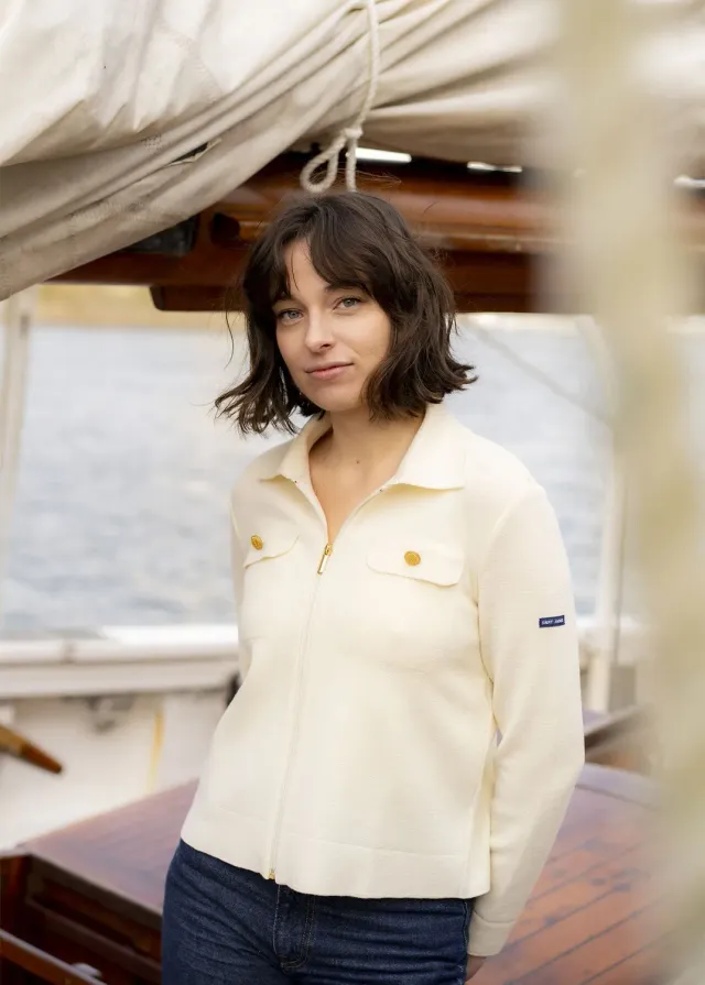 Saint James Richelieu veste écume laine Marine