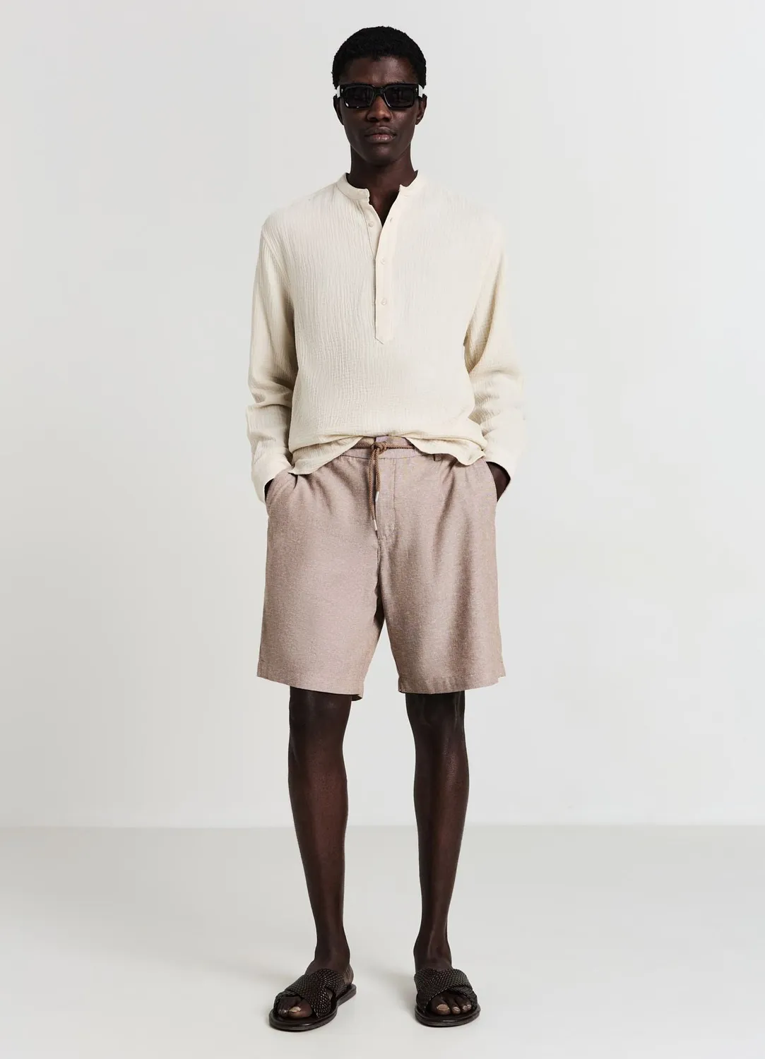Calliope chemise col coréen gaufrée homme
