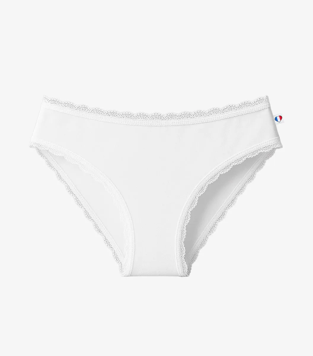 Cocorico Intemporelle culotte dentelle femme blanc coton
