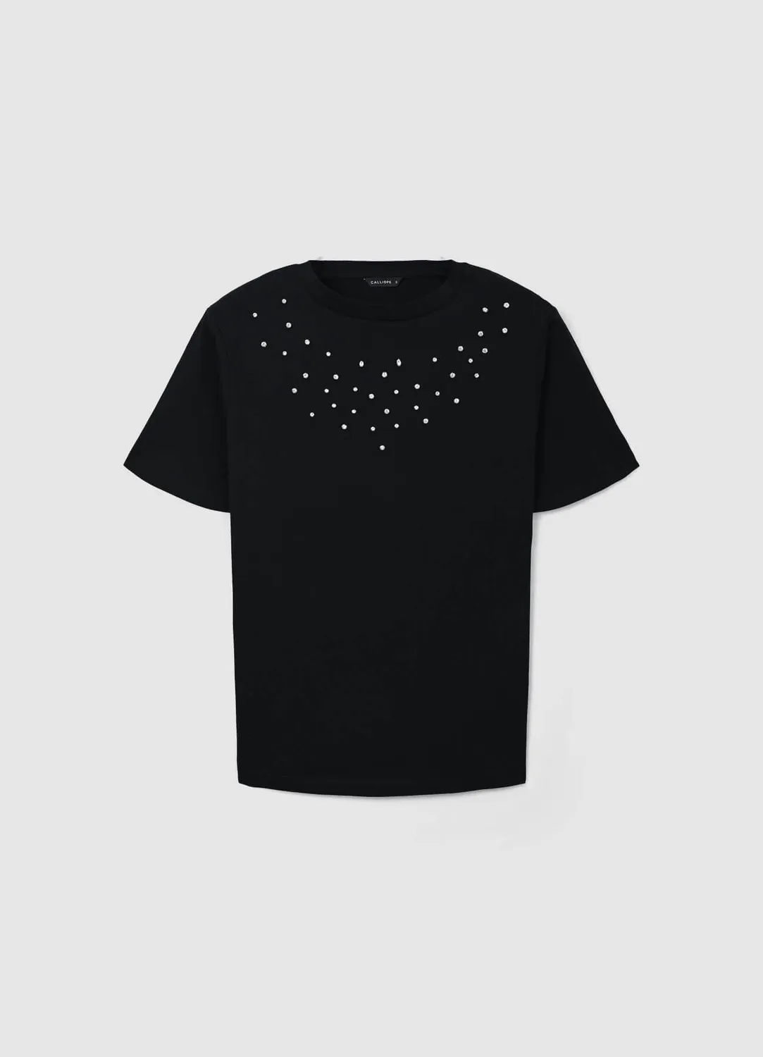 Calliope t-shirt femme coton col rond strass