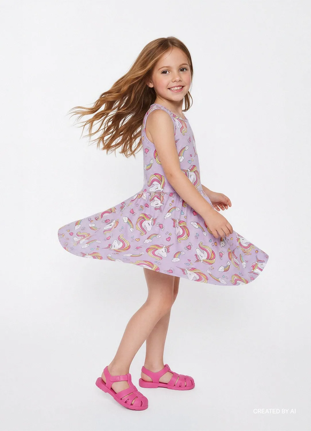 Calliope robe fille sans manches licornes volant
