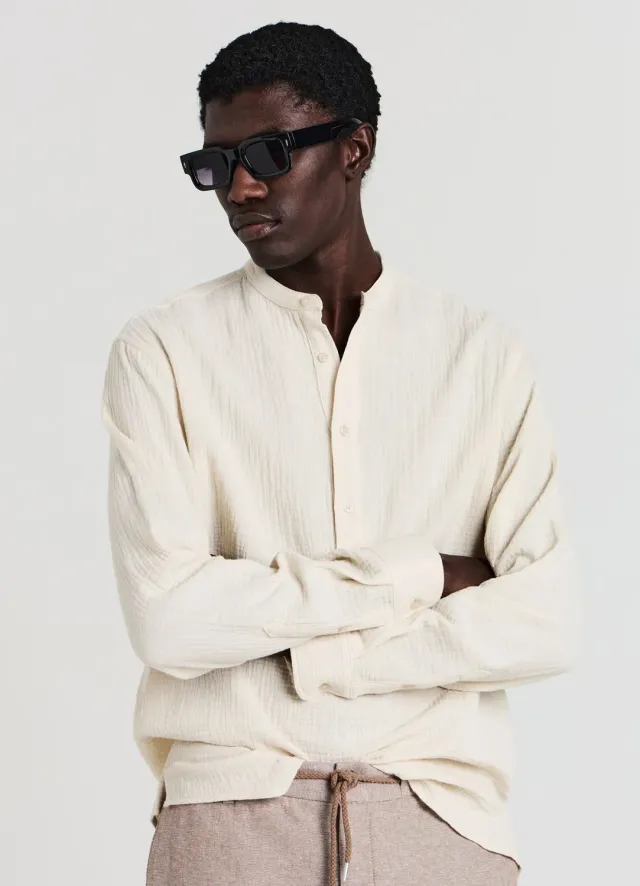 Calliope chemise col coréen gaufrée homme