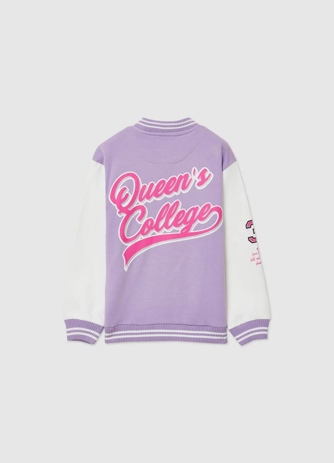 Calliope bomber college fille boutons imprimé
