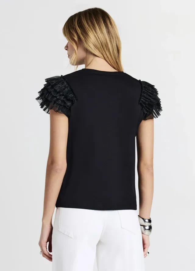 Calliope T-shirt femme manches tulle coton