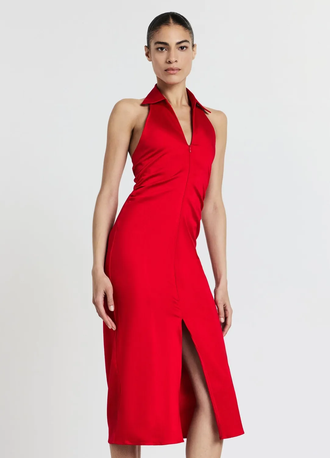 Calliope robe polo fendue midi femme zip