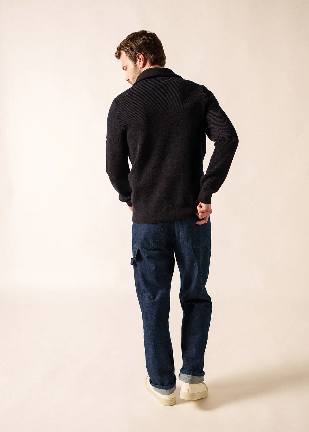 Saint James Cotentin pull col camionneur navy laine