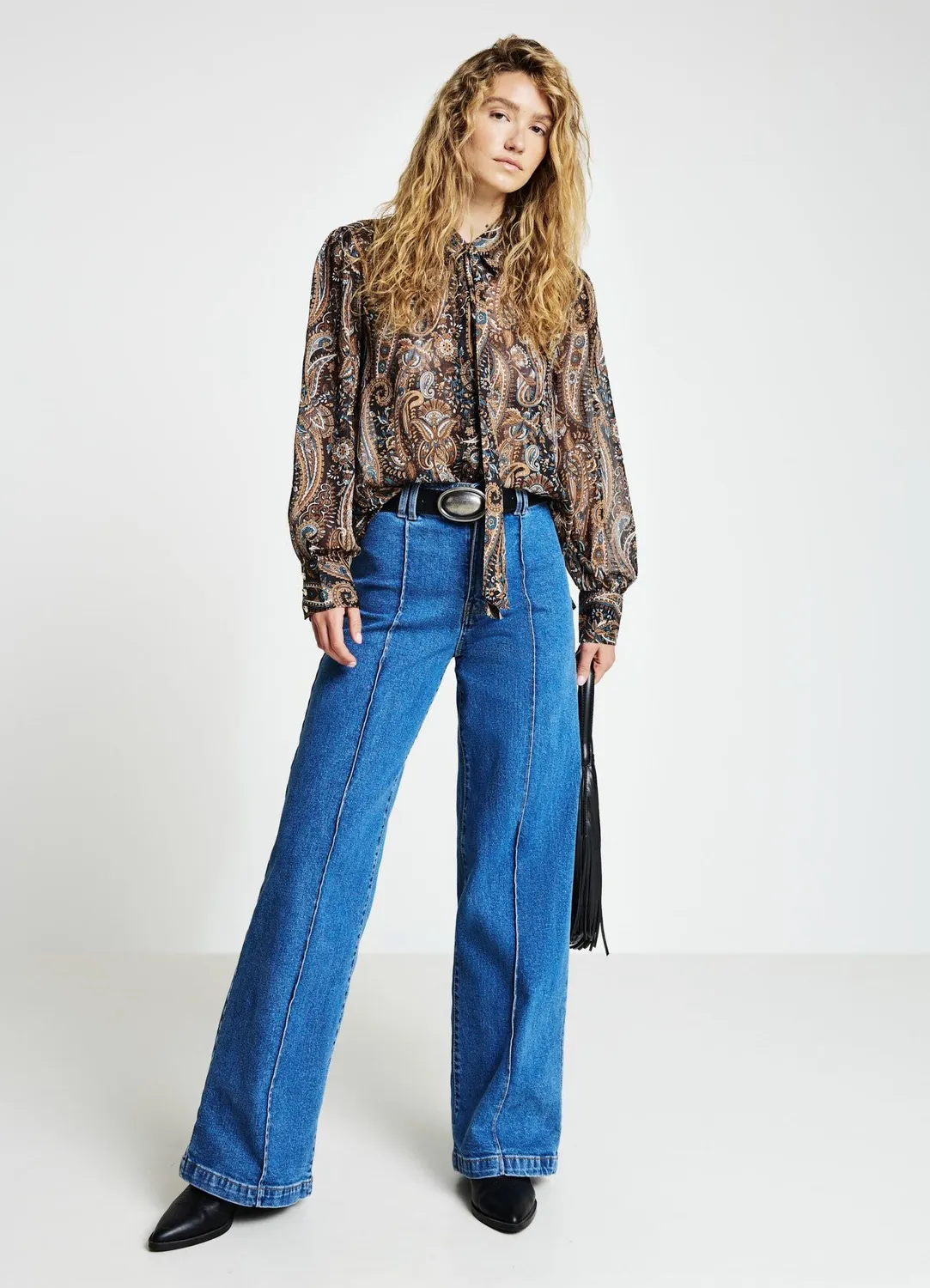 Calliope jean wide leg femme taille 42 coutures relief