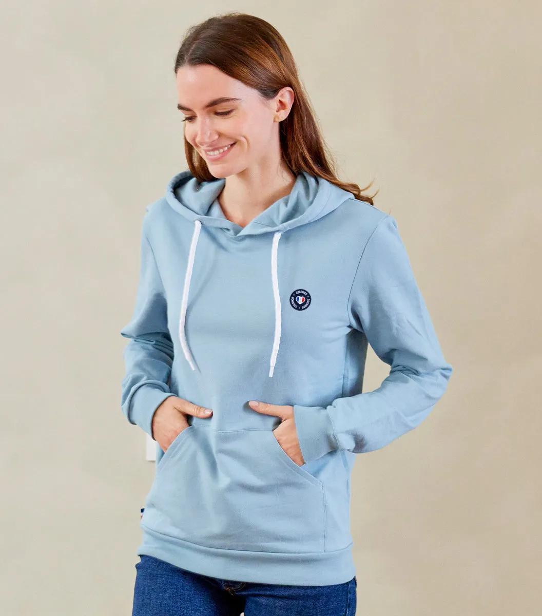 Cocorico Blason sweat à capuche femme ciel coton