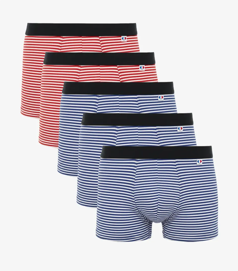 Cocorico Pack Rayé Boxer Homme x5 Coton Stretch