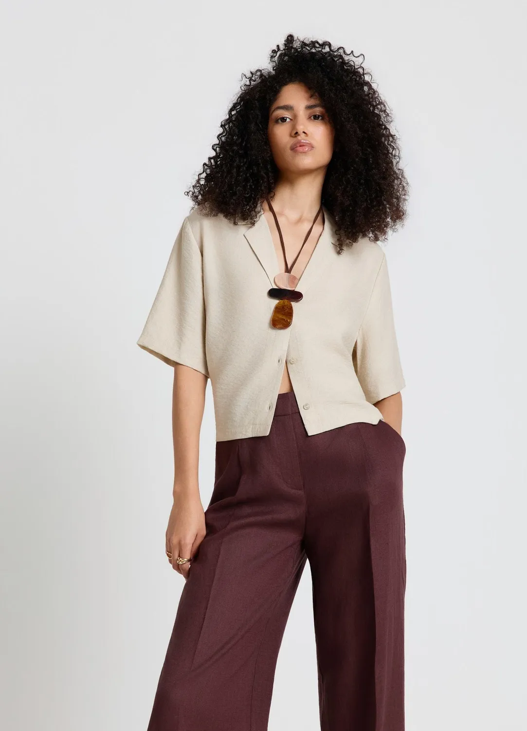 Calliope Chemise col revers chemise femme manches courtes