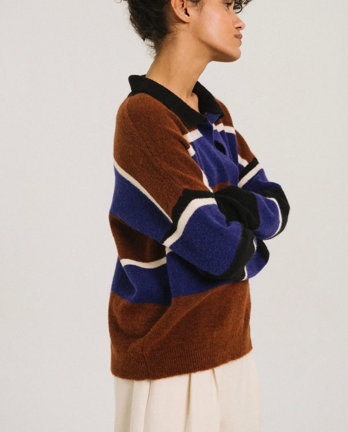 Tinsels Winner pull marron laine patte boutonnée