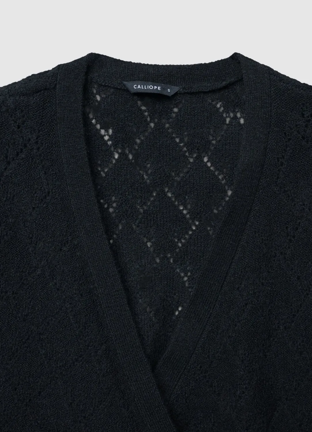 Calliope pull femme col V noue maille ajouree