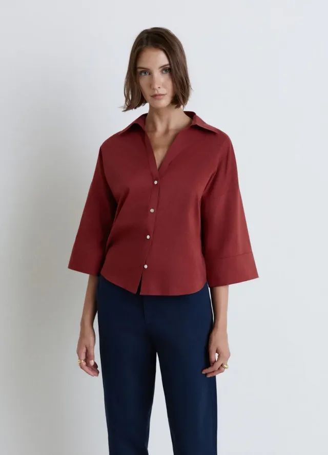 Calliope chemise femme col V unie ample
