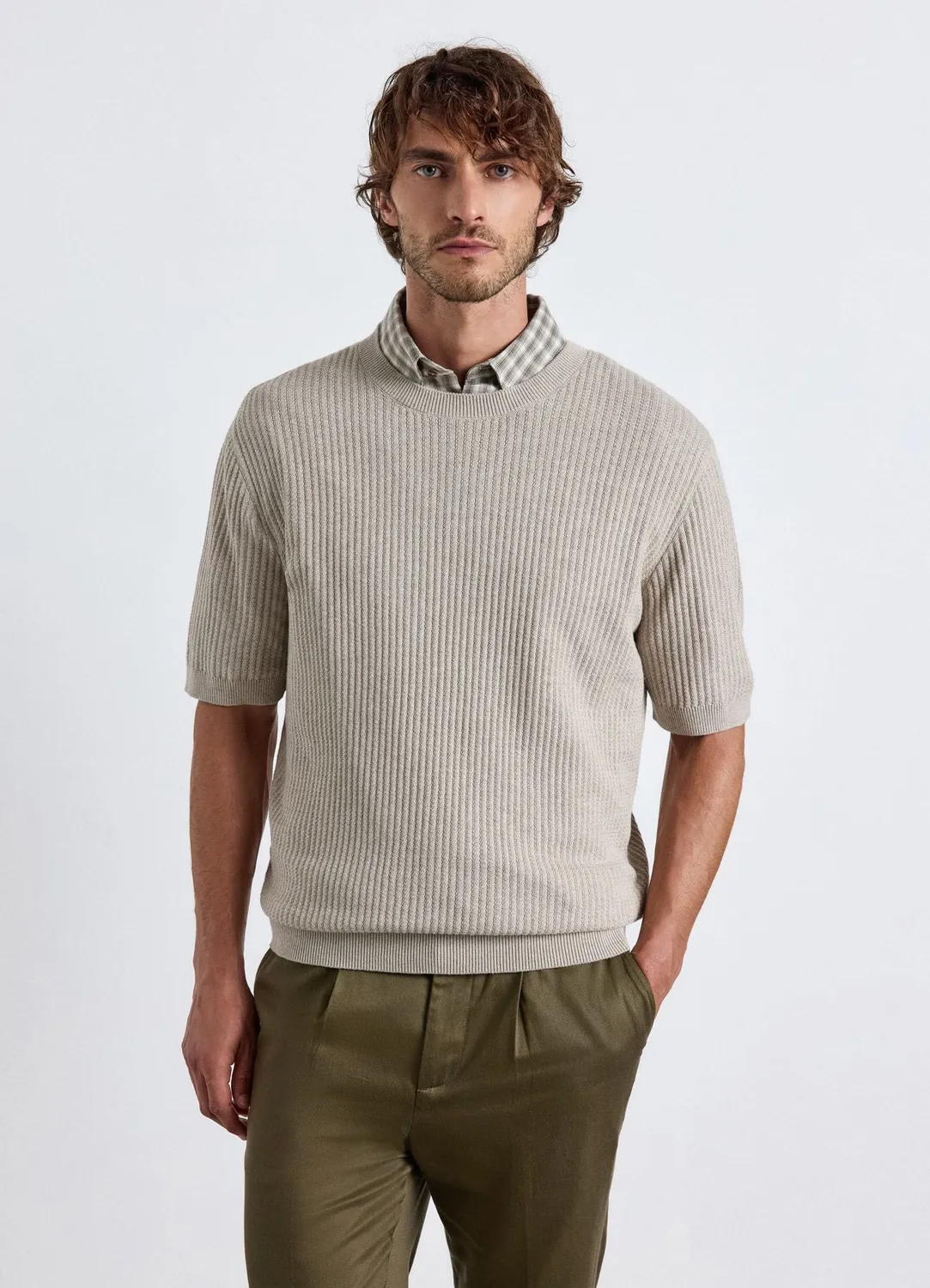 Calliope T-shirt homme maille texturée uni