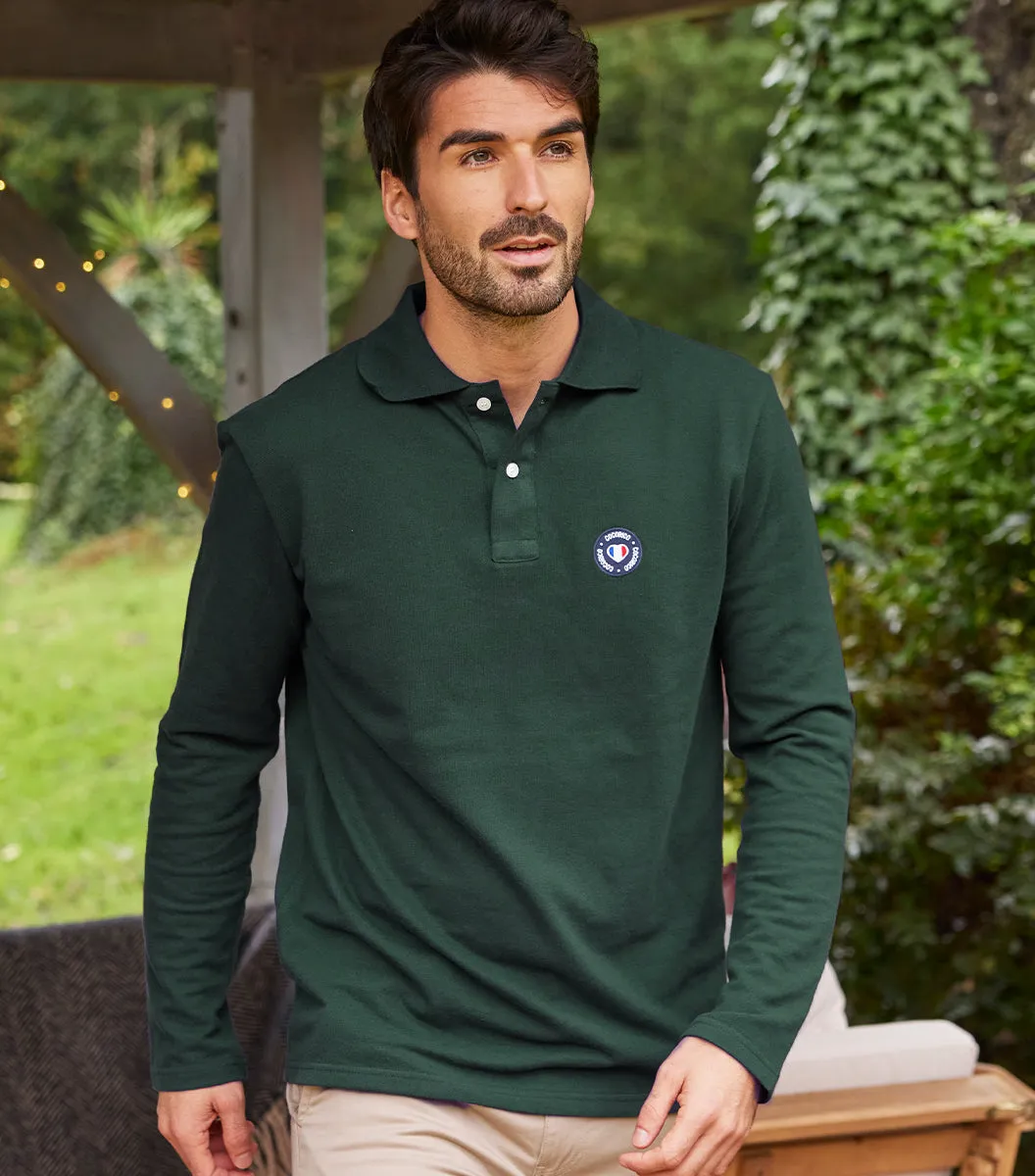 Cocorico Sapin Blason polo manches longues homme coton piqué