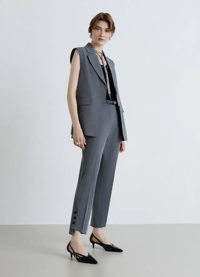 Calliope pantalon cigarette femme boutons bas