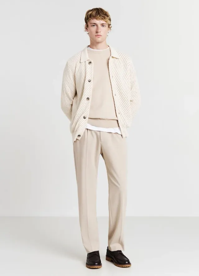 Calliope cardigan homme col chemise ajouré