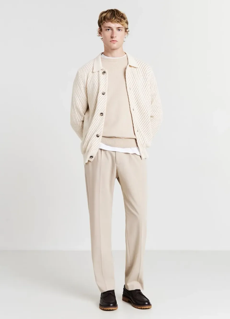 Calliope cardigan homme col chemise ajouré