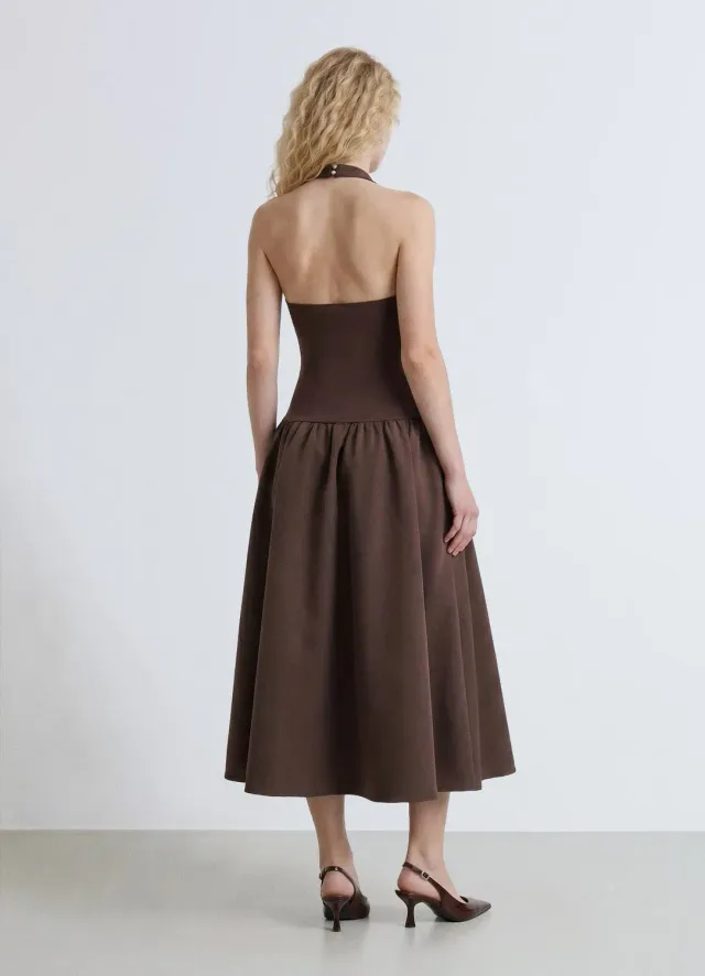 Calliope Robe Longue Halter femme bicolore sans manches