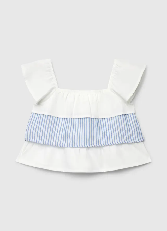 Calliope blouse rayée fille volants manches courtes