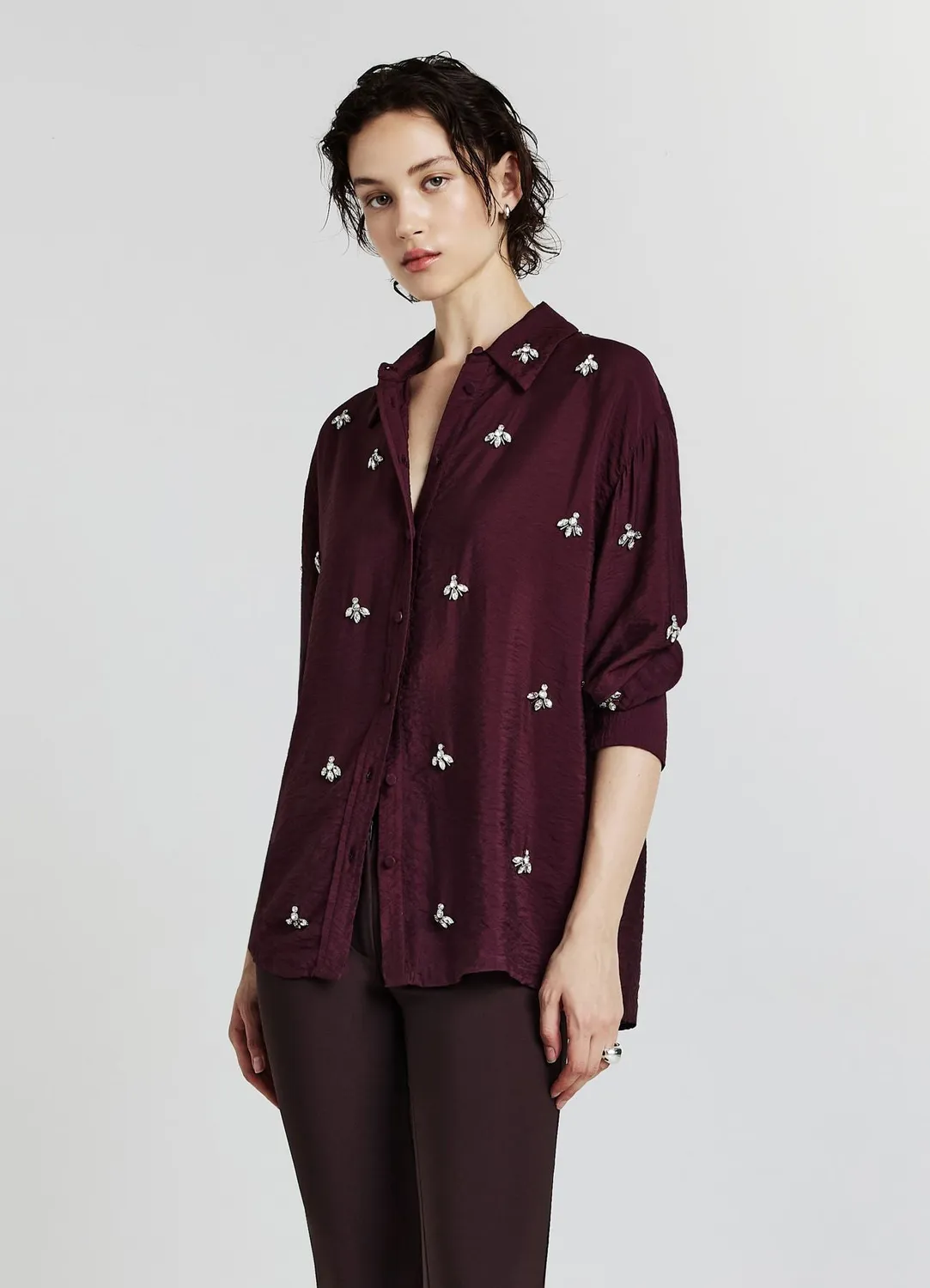 Calliope Chemise Oversize Femme Appliqués Unie