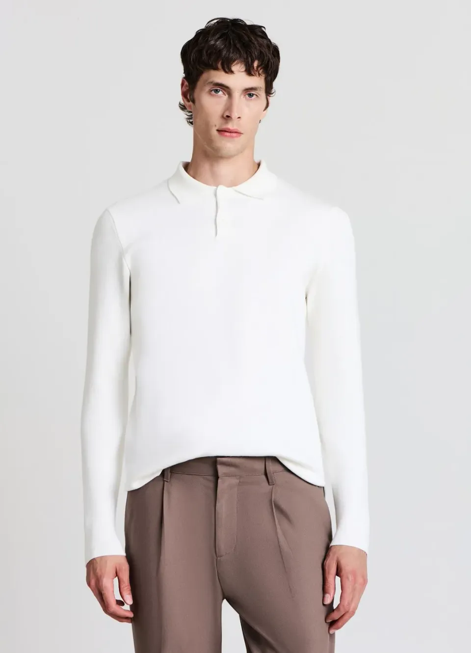 Calliope pull polo homme manches longues maille