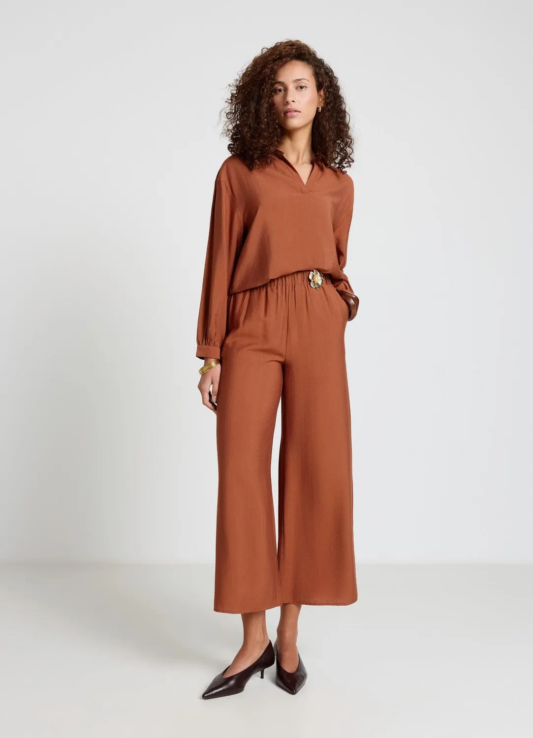 Calliope chemise femme tunique col V sans boutons