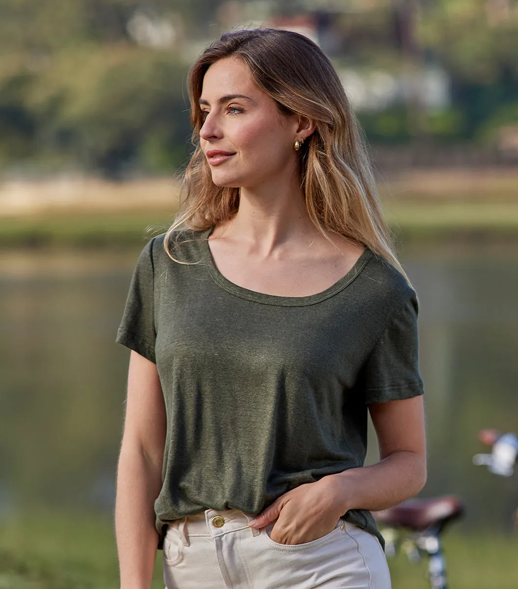 Cocorico Intemporel t-shirt femme kaki lin
