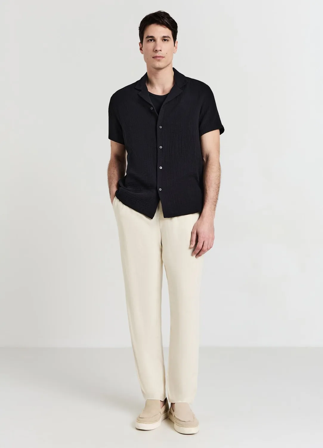 Calliope Chemise bowling coton gaufré homme