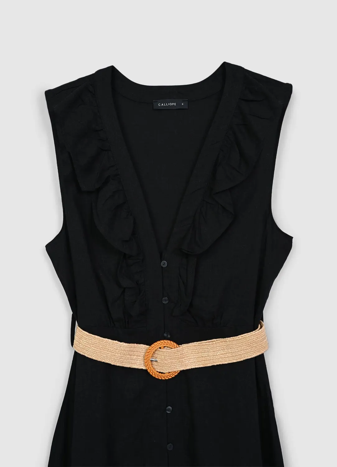 Calliope Robe chemisier volants ceinture robe femme