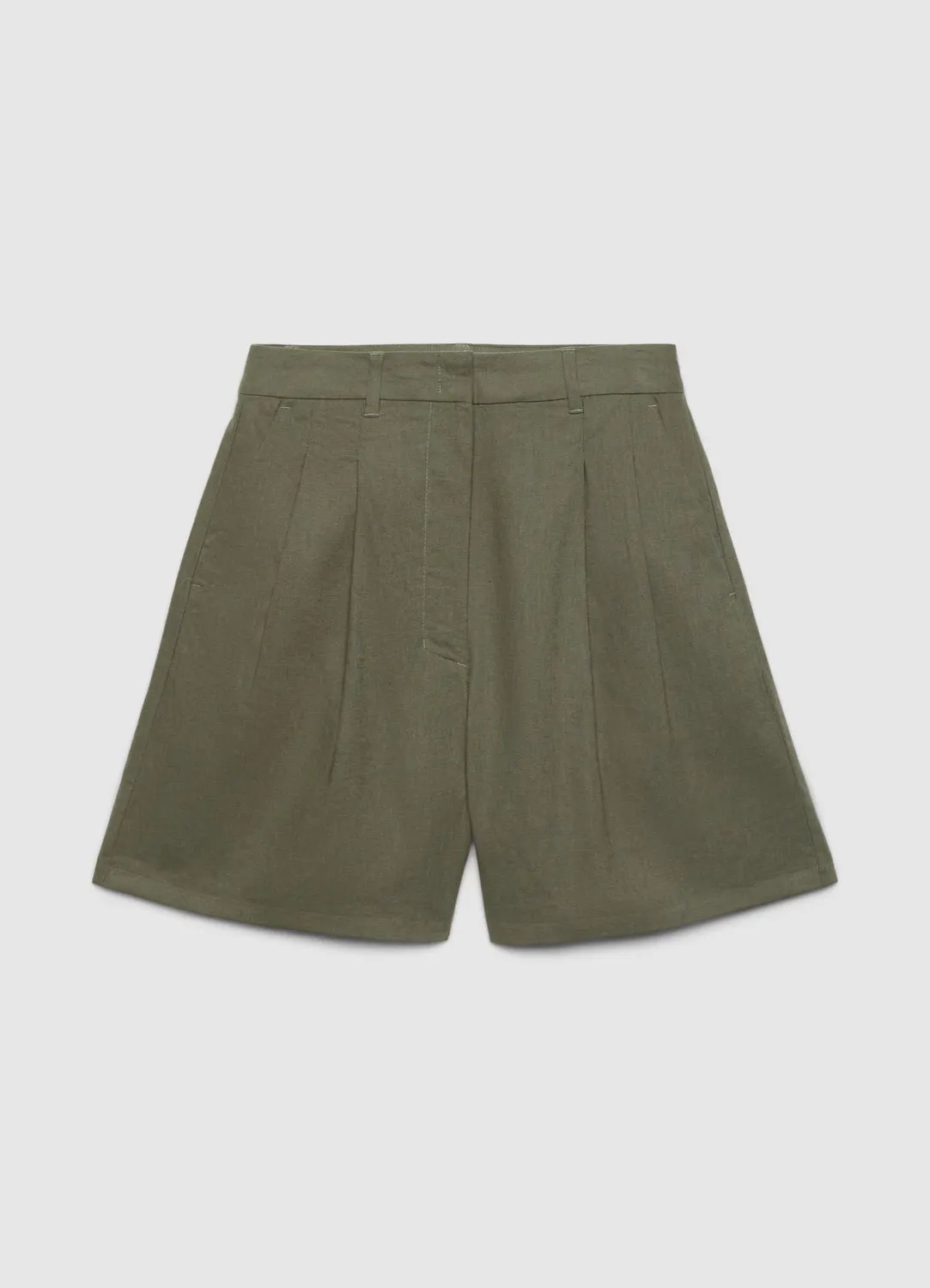 Calliope Bermuda short femme lin uni taille haute