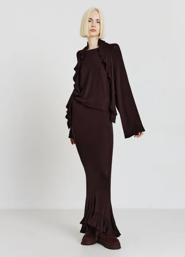 Calliope Pull volants maille fluide femme manches larges