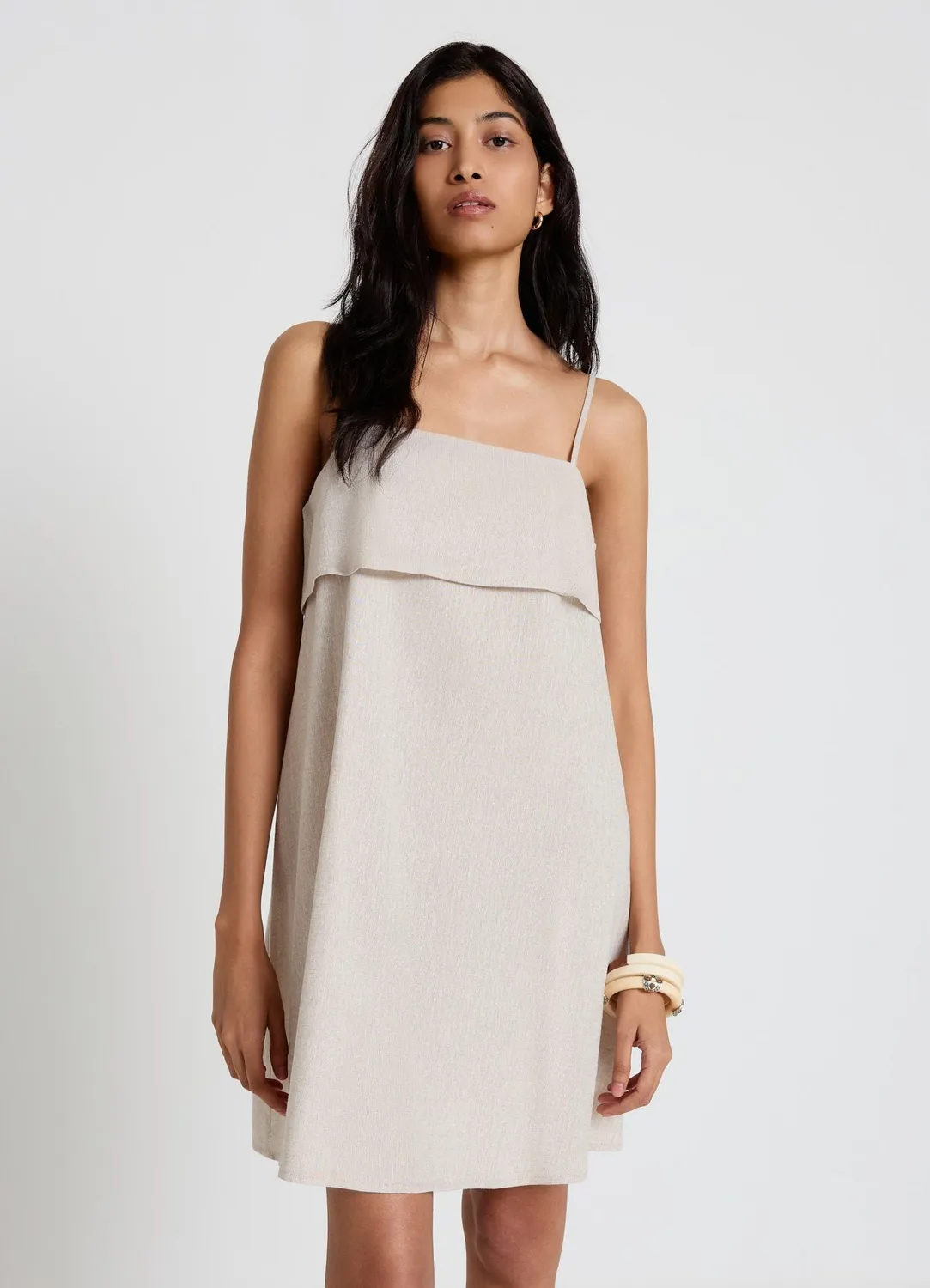 Calliope Robe Mini Évasée Femme Lin Bretelles