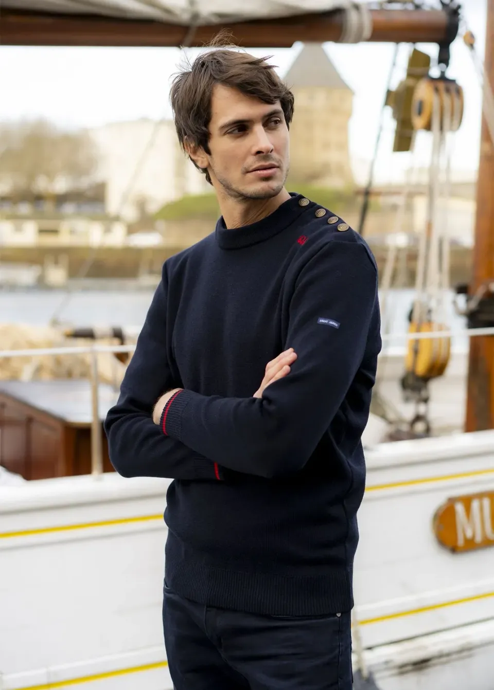 Saint James Ronarc'h pull marin navy laine